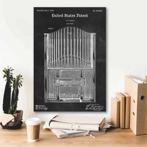 Image of 'Pipe Organ Blueprint Patent Chalkboard,' Canvas Wall Art,18 x 26