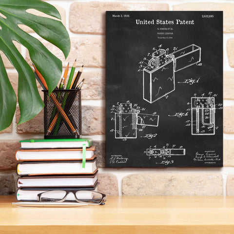 Image of 'Pocket Lighter Blueprint Patent Chalkboard,' Canvas Wall Art,12 x 16