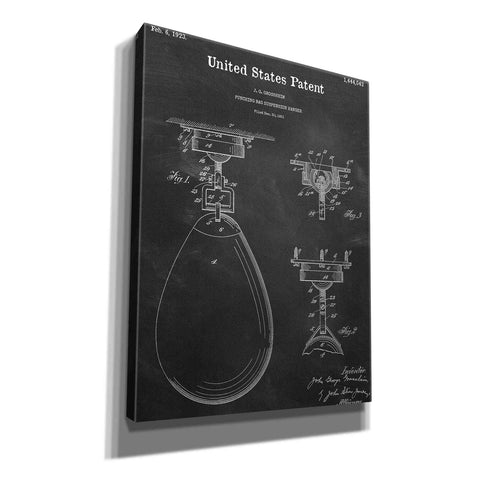 Image of 'Boxing Bag Blueprint Patent Chalkboard,' Canvas Wall Art,12x16x1.1x0,18x26x1.1x0,26x34x1.74x0,40x54x1.74x0