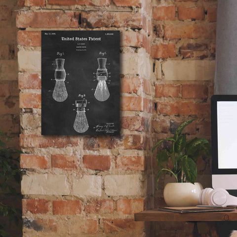 Image of 'Shaving Brush Blueprint Patent Chalkboard,' Canvas Wall Art,12 x 16