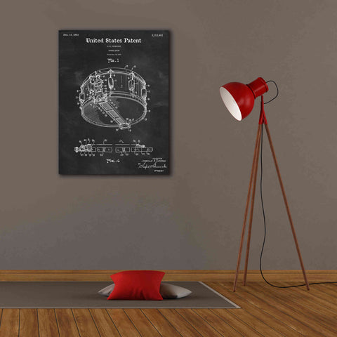 Image of 'Snare Drum Blueprint Patent Chalkboard,' Canvas Wall Art,26 x 34