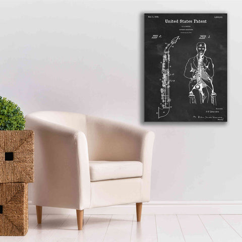 Image of 'Soprano Saxophone Blueprint Patent Chalkboard,' Canvas Wall Art,26 x 34
