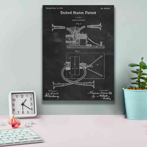 Image of 'Speaking Telephone Blueprint Patent Chalkboard,' Canvas Wall Art,12 x 16