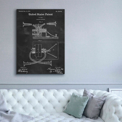 Image of 'Speaking Telephone Blueprint Patent Chalkboard,' Canvas Wall Art,40 x 54