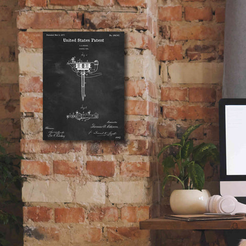 Image of 'Tattoo Stencil Pen Blueprint Patent Chalkboard,' Canvas Wall Art,12 x 16