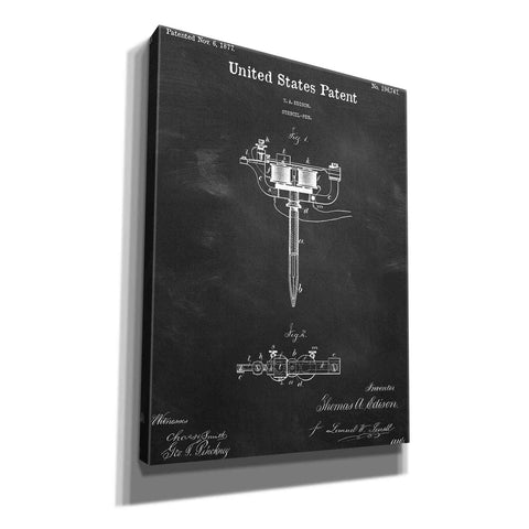 Image of 'Tattoo Stencil Pen Blueprint Patent Chalkboard,' Canvas Wall Art,12x16x1.1x0,18x26x1.1x0,26x34x1.74x0,40x54x1.74x0