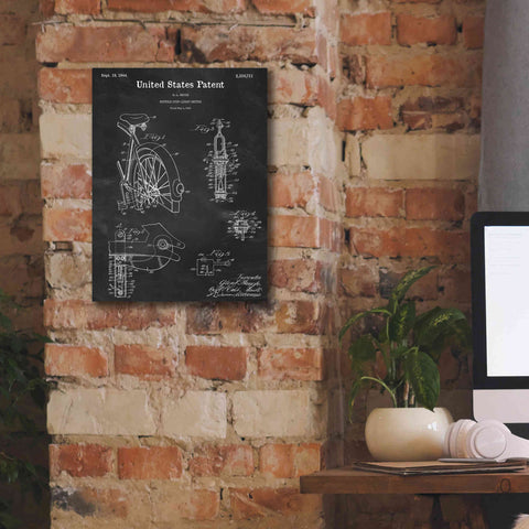 Image of 'Bicycle Stop-light Switch Blueprint Patent Chalkboard,' Canvas Wall Art,12 x 16
