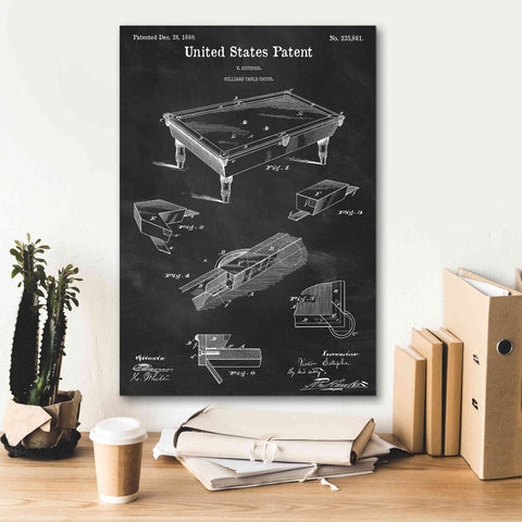 Image of 'Pool Table Blueprint Patent Chalkboard,' Canvas Wall Art,18 x 26