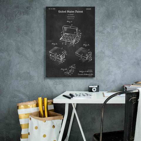 Image of 'Pharmacy Tablet Container Blueprint Patent Chalkboard,' Canvas Wall Art,18 x 26