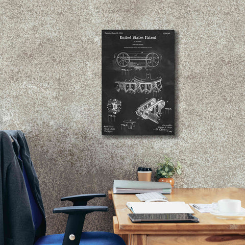Image of 'Traction Engine Blueprint Patent Chalkboard,' Canvas Wall Art,18 x 26