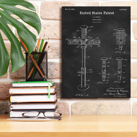 Image of 'Vintage Traffic Signal Blueprint Patent Chalkboard,' Canvas Wall Art,12 x 16