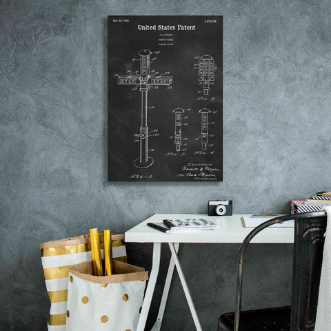 Image of 'Vintage Traffic Signal Blueprint Patent Chalkboard,' Canvas Wall Art,18 x 26