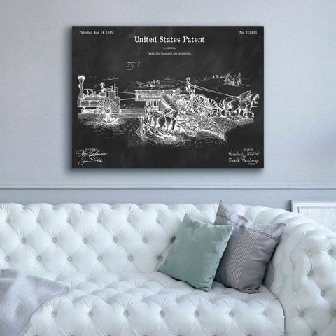 Image of 'Traveling Thrasher Blueprint Patent Chalkboard,' Canvas Wall Art,54 x 40