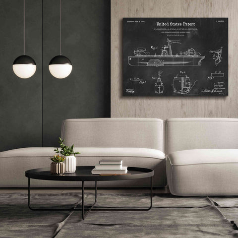 Image of 'Non-Sinkable Vessel Blueprint Patent Chalkboard,' Canvas Wall Art,54 x 40