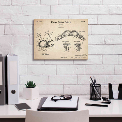 Image of 'Push-up Bra Blueprint Patent Parchment,' Canvas Wall Art,16 x 12