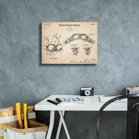 Image of 'Push-up Bra Blueprint Patent Parchment,' Canvas Wall Art,16 x 12