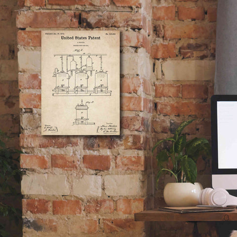 Image of 'Brewing Beer and Ale Blueprint Patent Parchment,' Canvas Wall Art,12 x 16