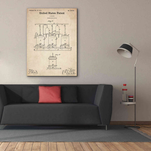 Image of 'Brewing Beer and Ale Blueprint Patent Parchment,' Canvas Wall Art,40 x 54