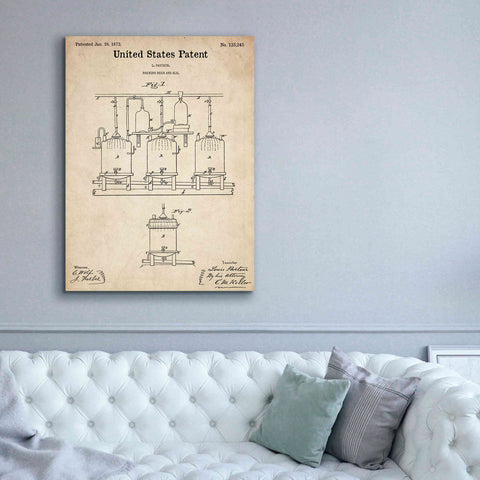 Image of 'Brewing Beer and Ale Blueprint Patent Parchment,' Canvas Wall Art,40 x 54
