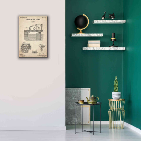 Image of 'Bridge Gate Blueprint Patent Parchment,' Canvas Wall Art,18 x 26