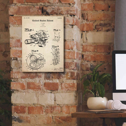 Image of 'Film Camera Blueprint Patent Parchment,' Canvas Wall Art,12 x 16