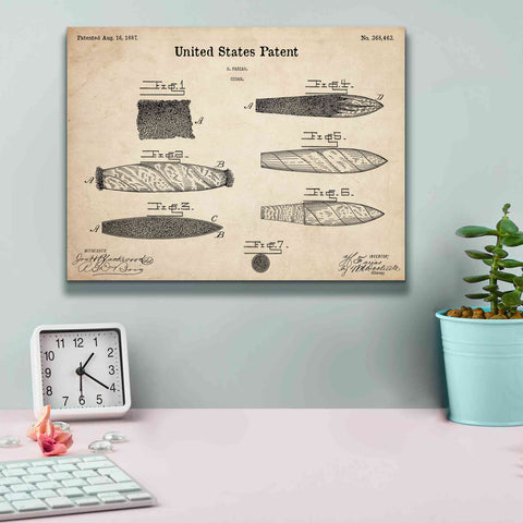 Image of 'Cigar Blueprint Patent Parchment,' Canvas Wall Art,16 x 12