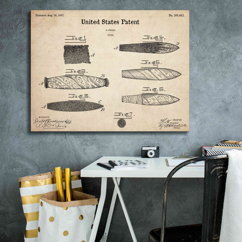 Image of 'Cigar Blueprint Patent Parchment,' Canvas Wall Art,34 x 26