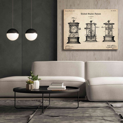 Image of 'Clock Blueprint Patent Parchment,' Canvas Wall Art,54 x 40