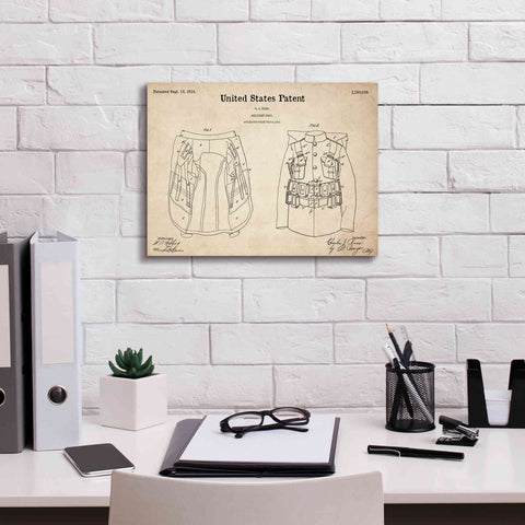 Image of 'Military Coat Blueprint Patent Parchment,' Canvas Wall Art,16 x 12