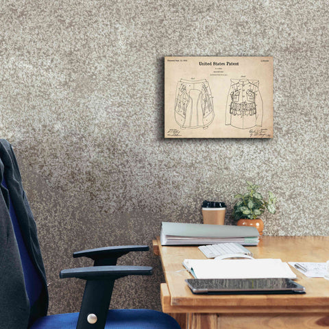 Image of 'Military Coat Blueprint Patent Parchment,' Canvas Wall Art,16 x 12