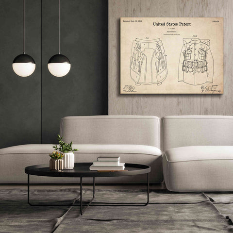 Image of 'Military Coat Blueprint Patent Parchment,' Canvas Wall Art,54 x 40