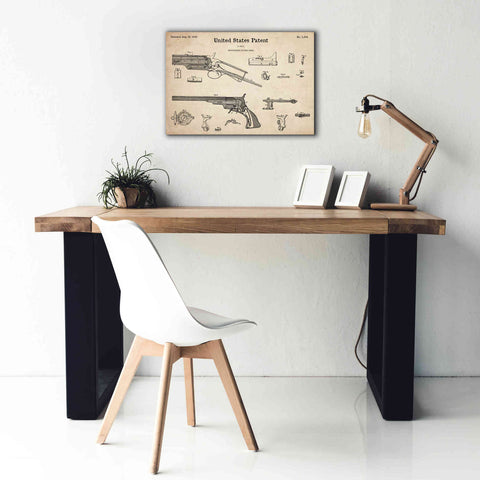 Image of 'Colt Revolver Blueprint Patent Parchment,' Canvas Wall Art,26 x 18