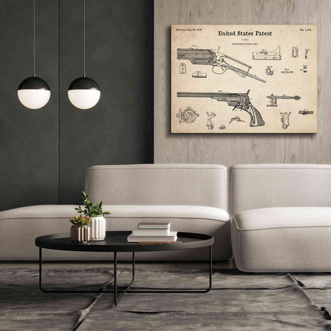Image of 'Colt Revolver Blueprint Patent Parchment,' Canvas Wall Art,54 x 40
