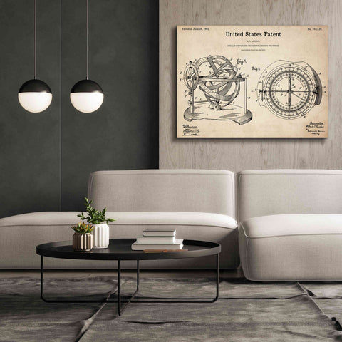 Image of 'Stellar Compass Blueprint Patent Parchment,' Canvas Wall Art,54 x 40