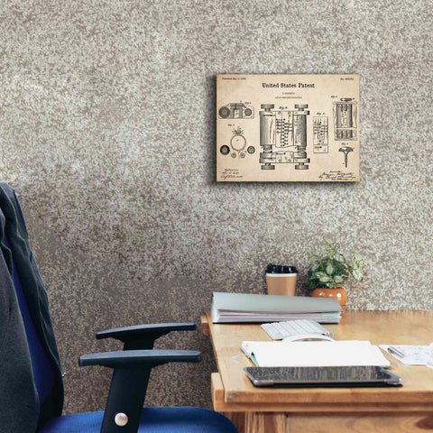Image of 'Tubular Machine Blueprint Patent Parchment,' Canvas Wall Art,16 x 12