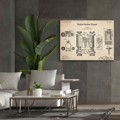 Image of 'Tubular Machine Blueprint Patent Parchment,' Canvas Wall Art,54 x 40