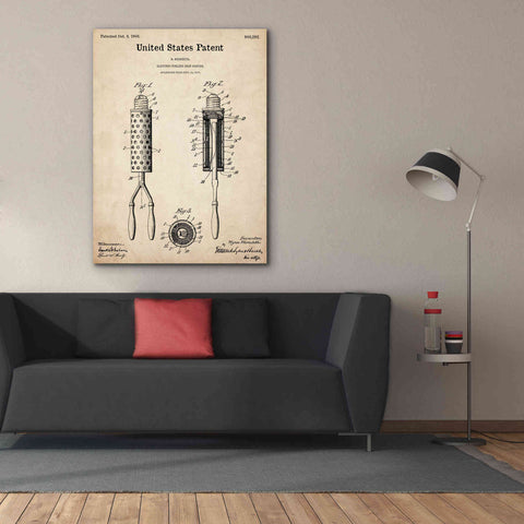 Image of 'Curling Iron Blueprint Patent Parchment,' Canvas Wall Art,40 x 54