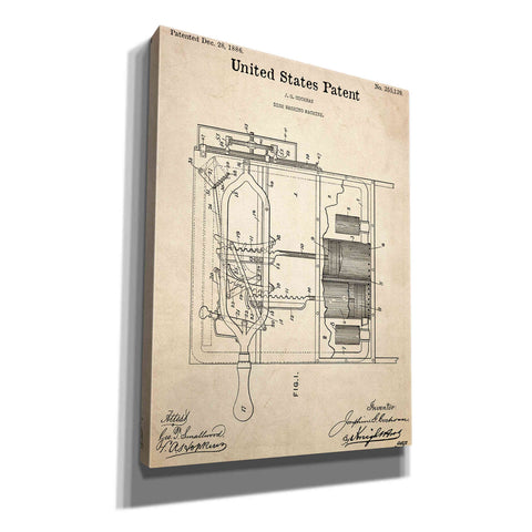 Image of 'Dish Washing Machine Blueprint Patent Parchment,' Canvas Wall Art,12x16x1.1x0,18x26x1.1x0,26x34x1.74x0,40x54x1.74x0