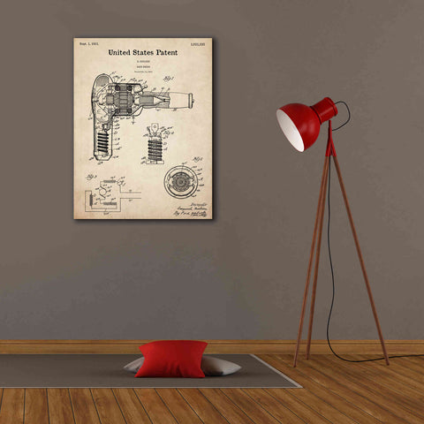 Image of 'Hair Dryer Blueprint Patent Parchment,' Canvas Wall Art,26 x 34