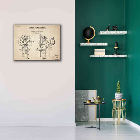 Image of 'Drill Press Blueprint Patent Parchment,' Canvas Wall Art,34 x 26
