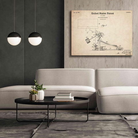 Image of 'Drum Beating Mechanism Blueprint Patent Parchment,' Canvas Wall Art,54 x 40