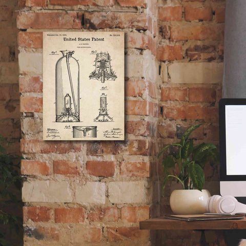Image of 'Fire Extinguisher Blueprint Patent Parchment,' Canvas Wall Art,12 x 16