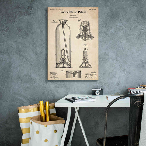 Image of 'Fire Extinguisher Blueprint Patent Parchment,' Canvas Wall Art,18 x 26