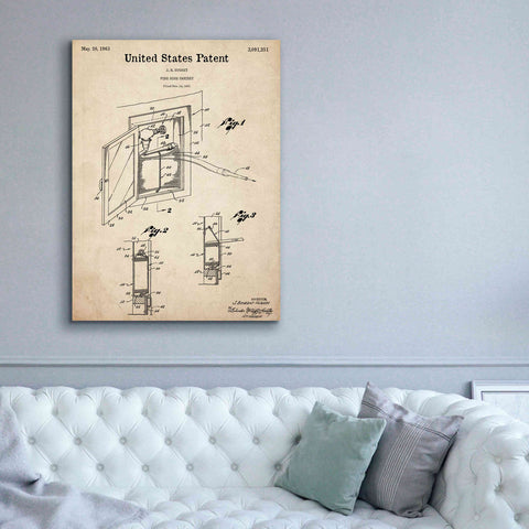 Image of 'Fire Hose Cabinet Blueprint Patent Parchment,' Canvas Wall Art,40 x 54