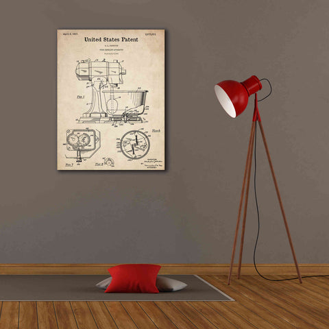 Image of 'Kitchen Mixer Blueprint Patent Parchment,' Canvas Wall Art,26 x 34