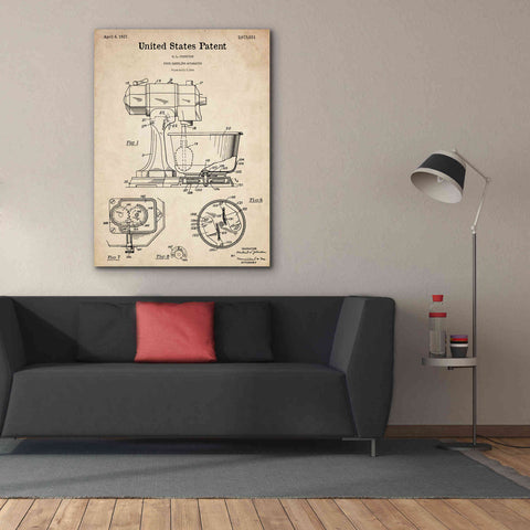 Image of 'Kitchen Mixer Blueprint Patent Parchment,' Canvas Wall Art,40 x 54