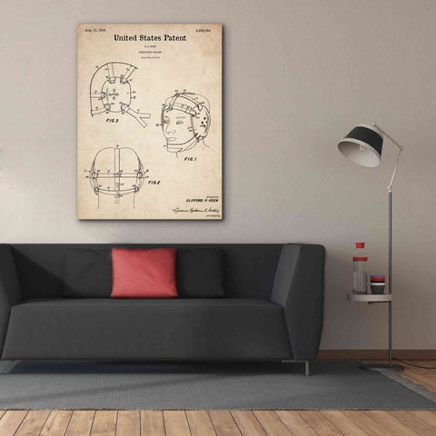 Image of 'Wrestling Headgear Blueprint Patent Parchment,' Canvas Wall Art,40 x 54