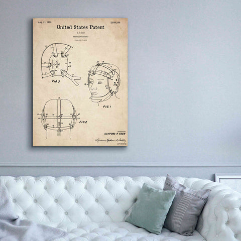 Image of 'Wrestling Headgear Blueprint Patent Parchment,' Canvas Wall Art,40 x 54