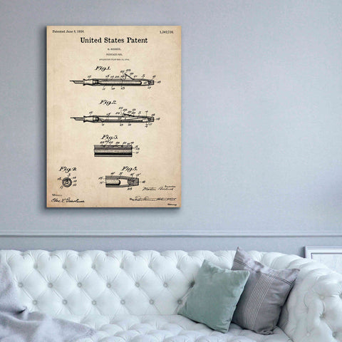 Image of 'Fountain Pen Blueprint Patent Parchment,' Canvas Wall Art,40 x 54