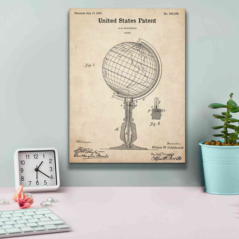 Image of 'globe Blueprint Patent Parchment,' Canvas Wall Art,12 x 16